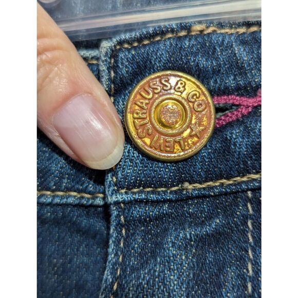 Levi's Junior Blue Medium-Wash & Red Ruffle Legs Skinny 503 Denim Jeans Size 5 - Picture 5 of 9